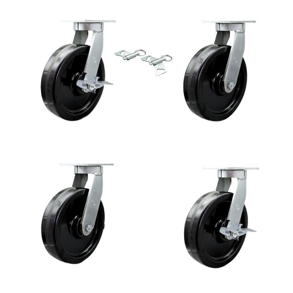 Service Caster 10'' Heavy Duty Phenolic Wheel Swivel Caster Set 2 Swivel Locks 2 Brakes, 4PK CRAN-SCC-KP92S1030-PHR-BSL-2-SLB-2 - main